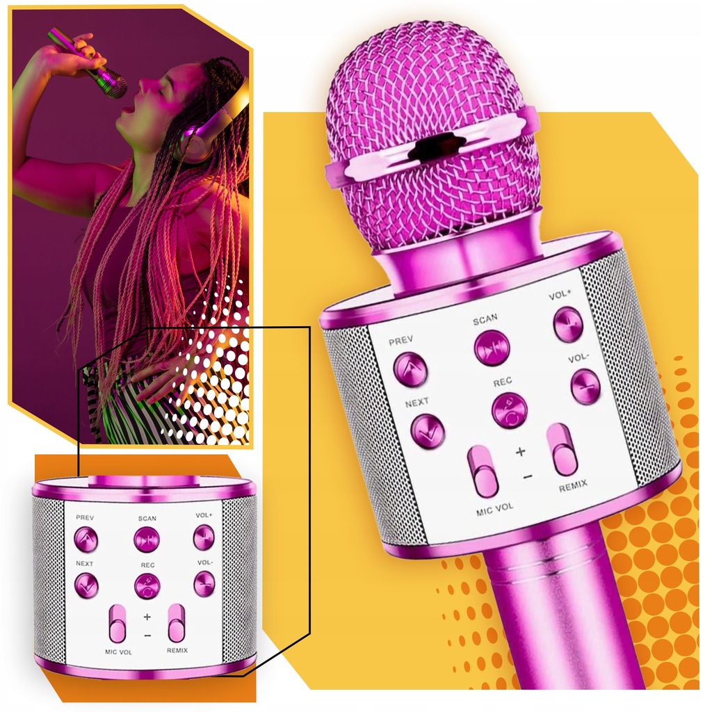 MIKROFON BEZPRZEWODOWY KARAOKE DLA DZIECI BLUETOOTH Z GŁOŚNIKIEM GŁOŚNIK Waga produktu z opakowaniem jednostkowym 0.8 kg